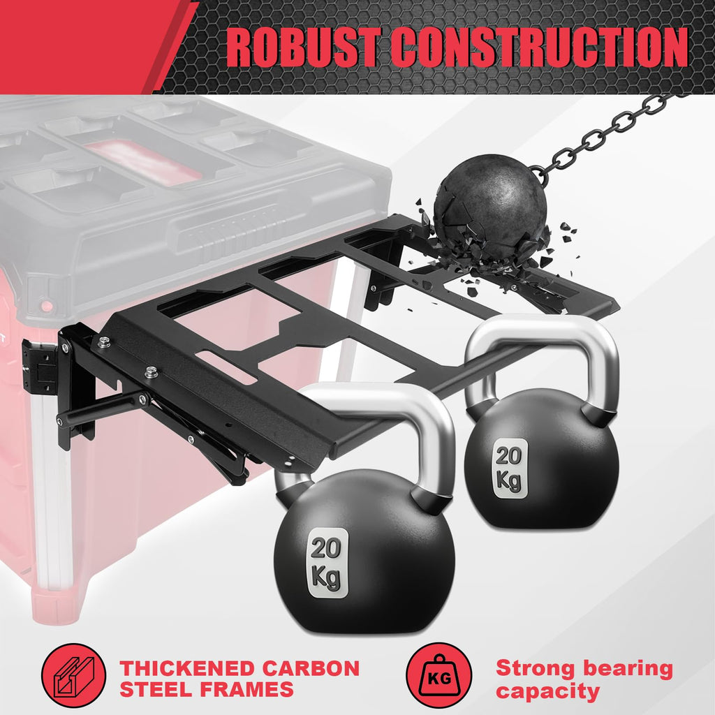 Folding Side Storage Mount Compatible with Milwaukee PACKOUT Tool Box System, Foldable Side Organizer Holder for Compact Tool Boxes, Organizers, Backpacks & Tool Pouches,Aluminum