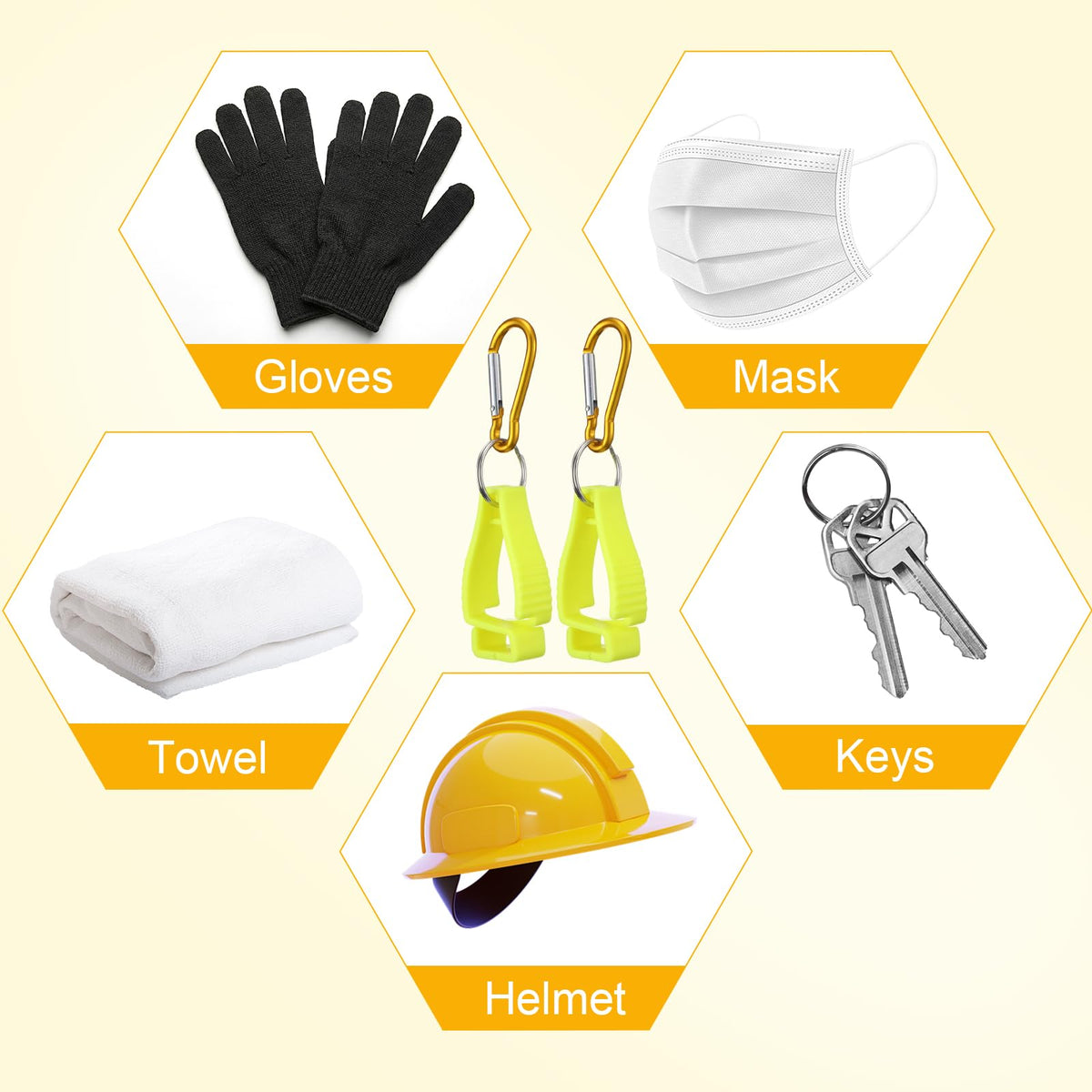 Leinuosen 18 Pcs Yellow Glove Clips for Work, Glove Holders Bulk
