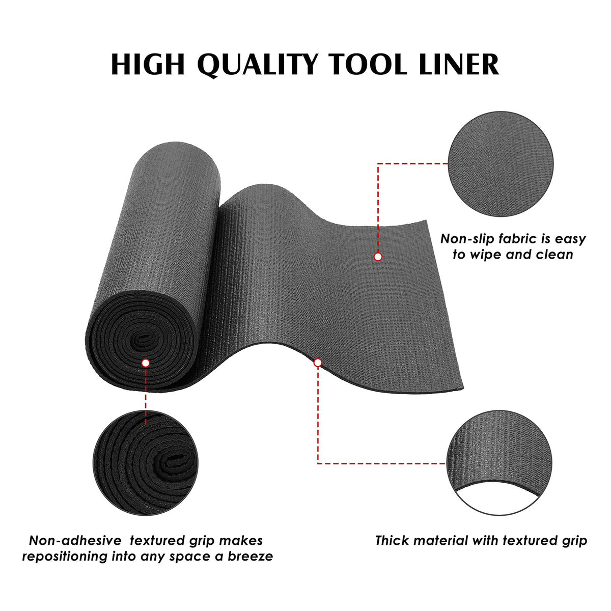 Professional Tool Box Liner and Drawer Liner,Easy Cut, Non-Slip Foam Rubber Toolbox Drawer Liner Mat - Adjustable