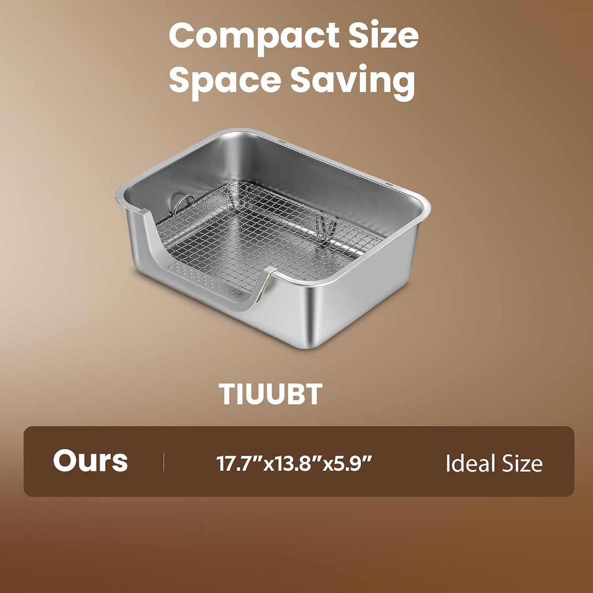 Rabbit Litter Box, Extra Large Bunny Litter Box with 304 Stainless Steel Sifting Grid, Safe Plastic-Covered Entry