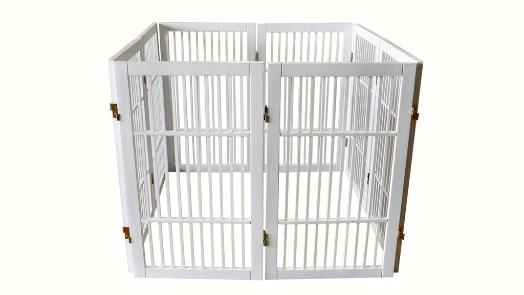 Freestanding Solid Wood Folding Pet & Dog Barrier Gate with Support Feet for Wide Indoor Openings, Hallways & Stairs