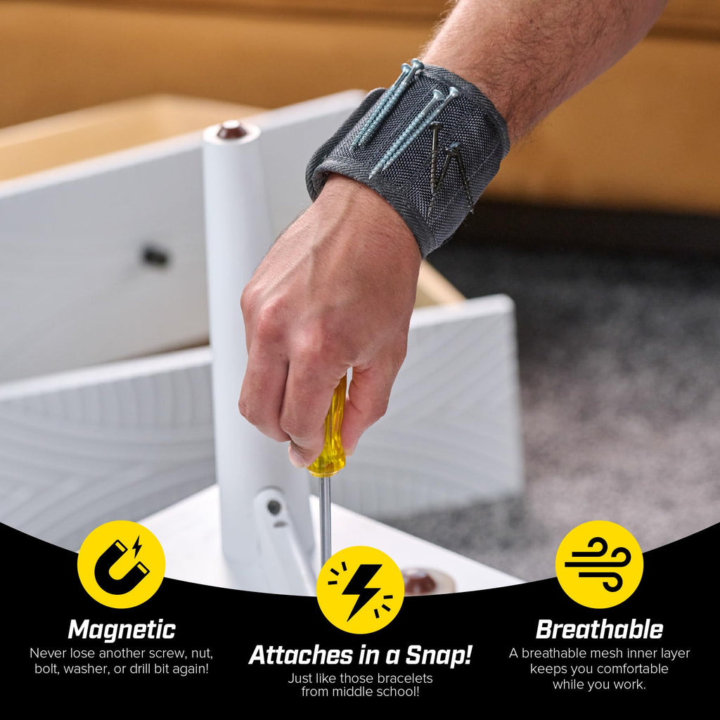 MagSnap Magnetic Wristband by Wrap-It Storage - Graphite Gray