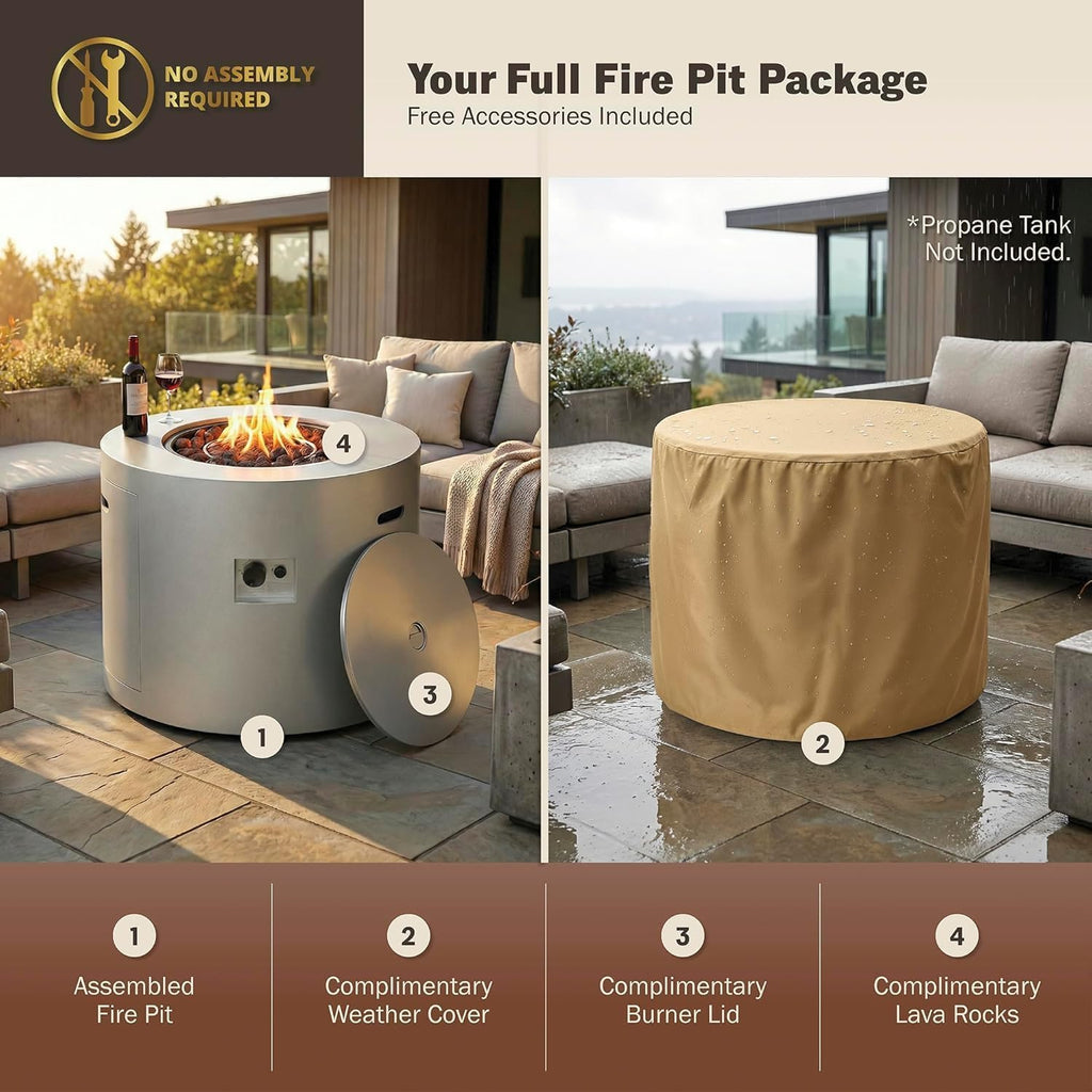 32" Round Propane Firepit Table 50,000 BTU Gas Dining Table