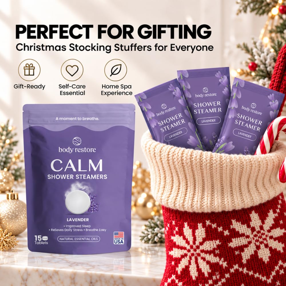 BodyRestore Shower Steamers Aromatherapy, Self Care Gifts, Calm 15 Pack