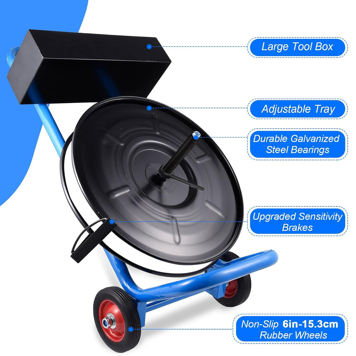 Banding Strapping Cart for 8" X 8" Poly and Steel Strapping, Heavy Duty Movable Banding Machine with Spacious Tray