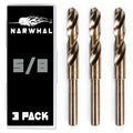 Narwhal 5/8" Drill Bit (3 Pack - 1/2 Inch Shank) Cobalt for Metal & Steel