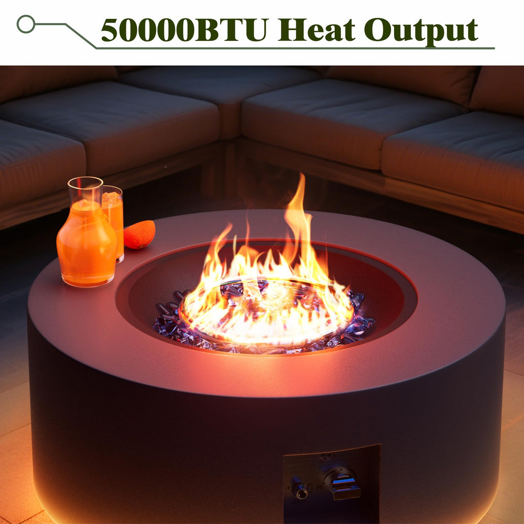 30" Round Propane Fire Pit Table Firepit Table for Outside Patio