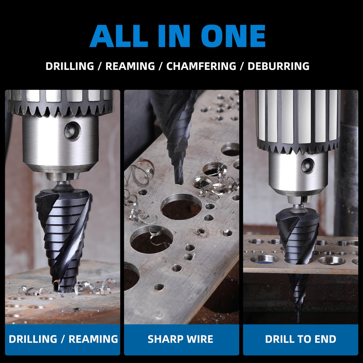 GRENPRO M35 Cobalt Step Drill Bit, 1/4"-2-1/2", TiAlN, 1/2" Shank
