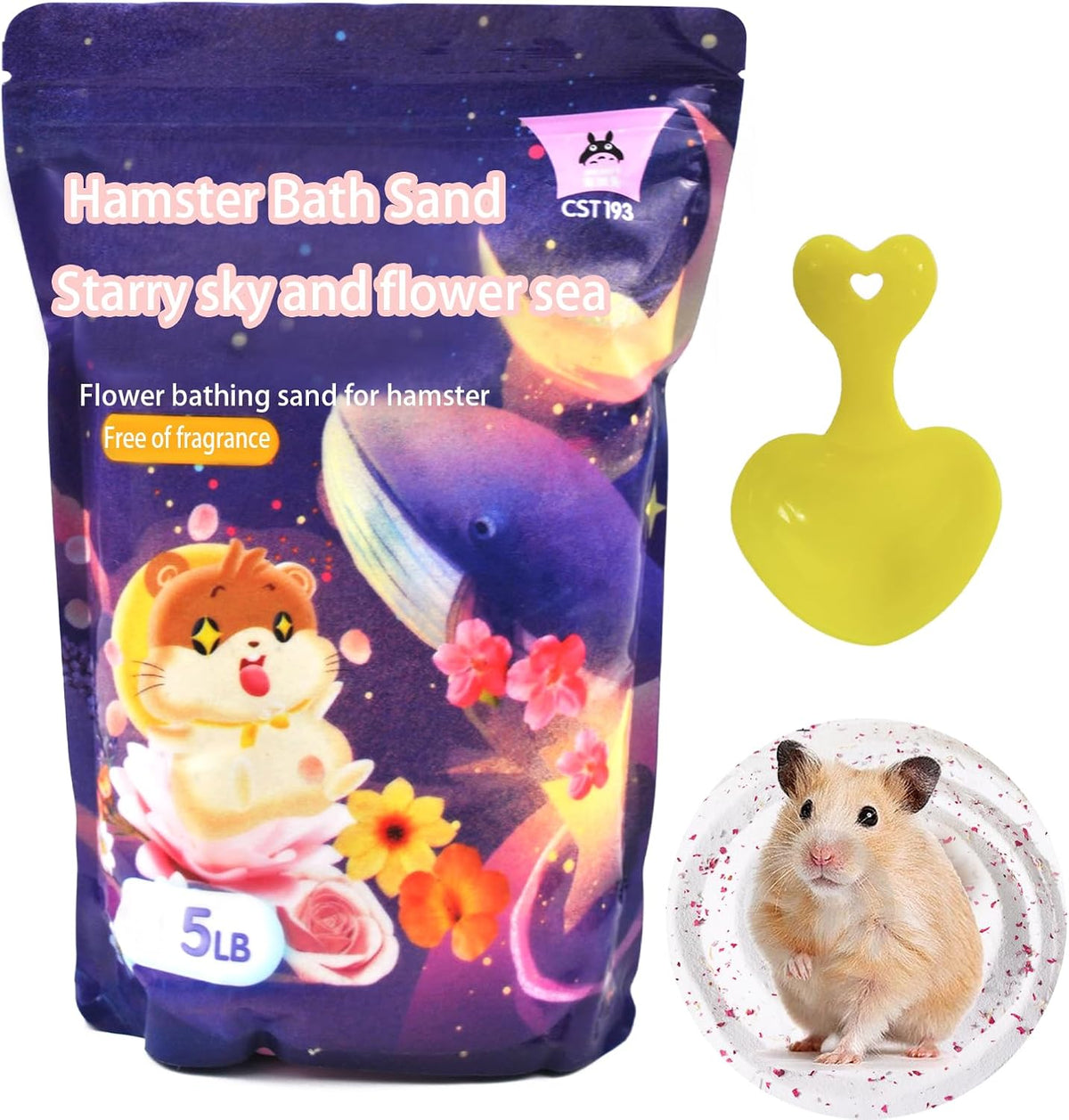 Hamster Bath Sand,5LB Dust Free Hamsters Bathing Sand Natural Petals Scented Desert Sand or Potty Litter Sand for