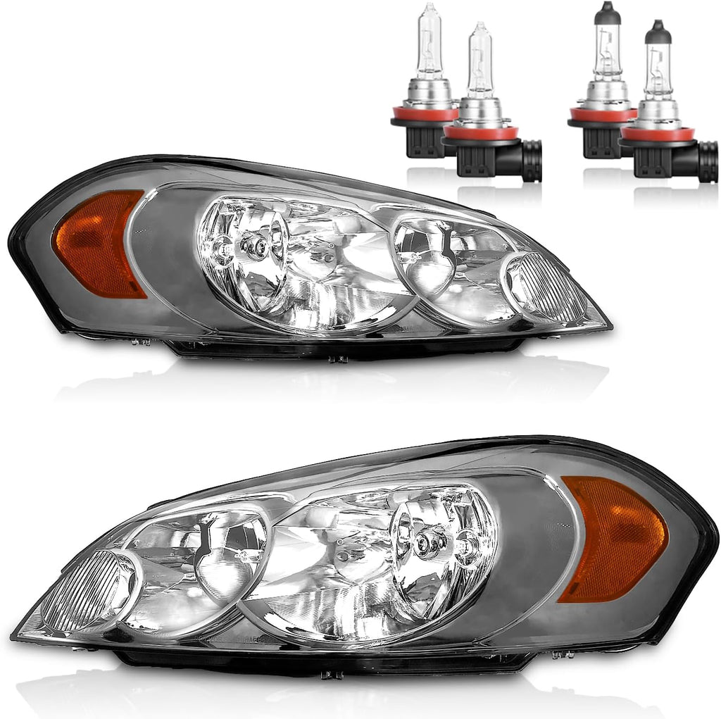 Headlights with High/Low Beam Bulbs for 2006-2013 Chevy Impala