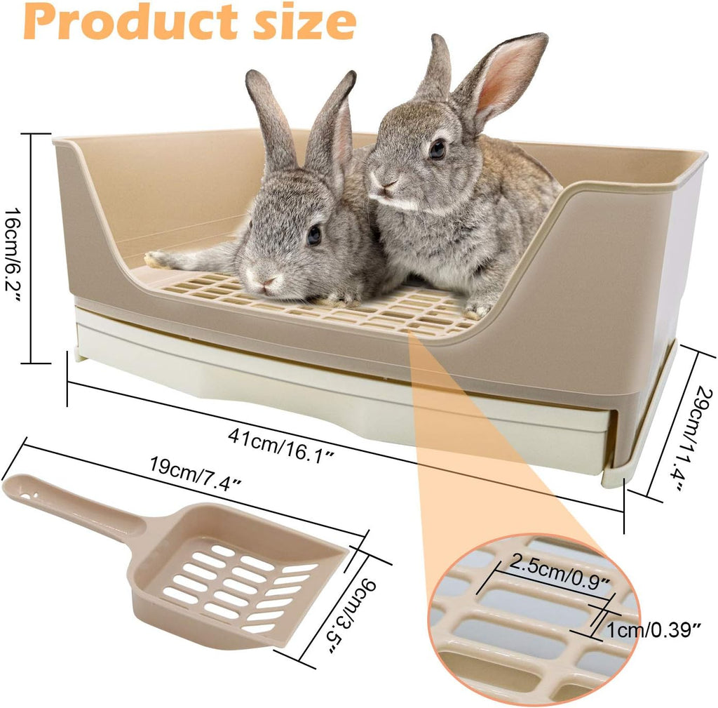 Large Rabbit Litter Box, Bunny Litter Box with Drawer, White
