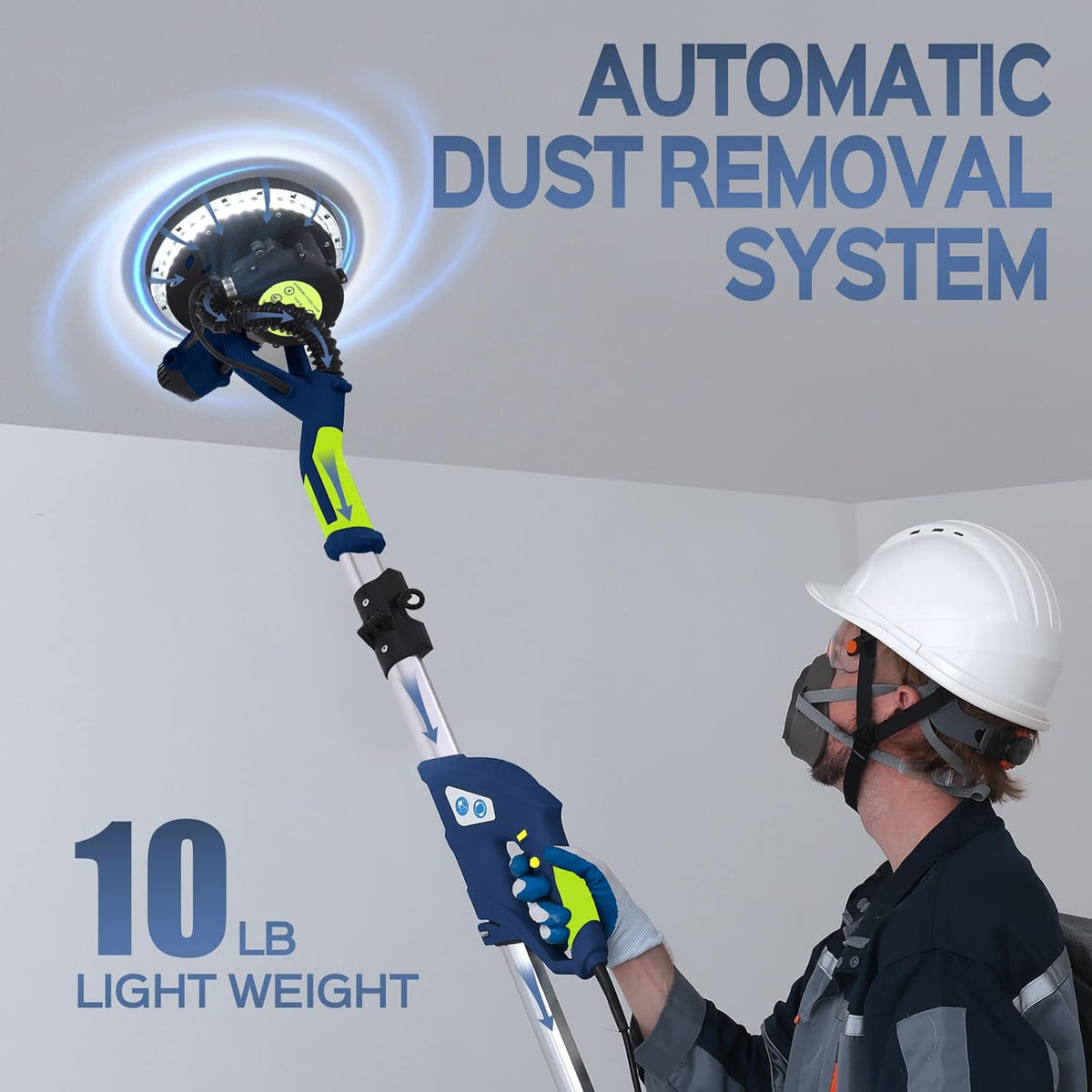 Drywall Sander, 2025 Upgraded 8-Amp Popcorn Ceiling Removal Tool, Blue | Drywall Sander with Vacuum Dust Collector, 7
