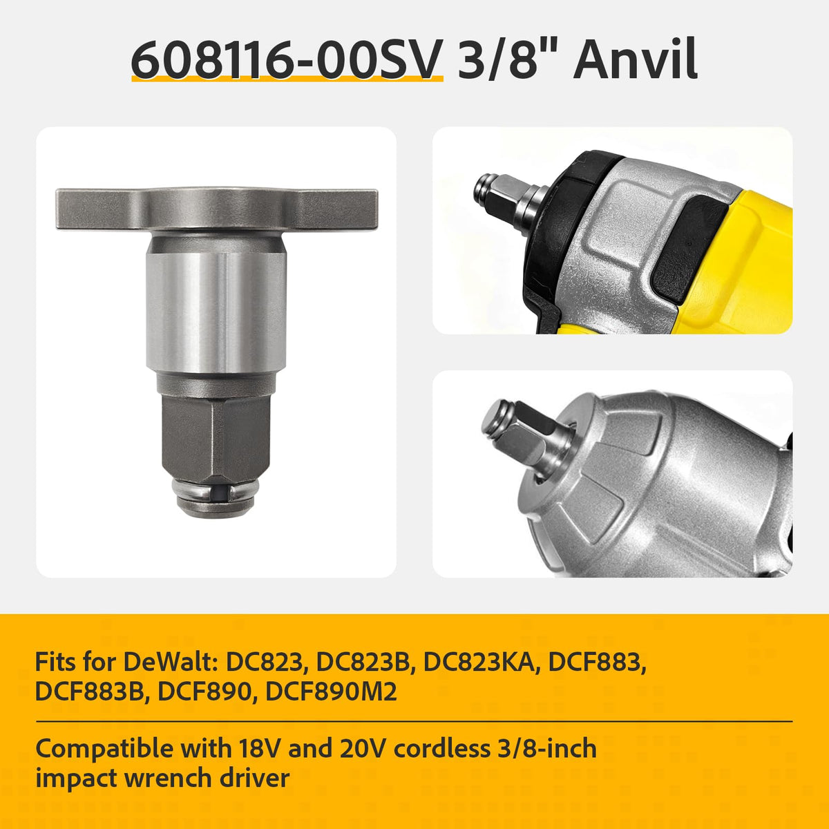 608116-00SV Driver Anvil fits for DeWalt 20V Cordless 3/8" Impact Wrench