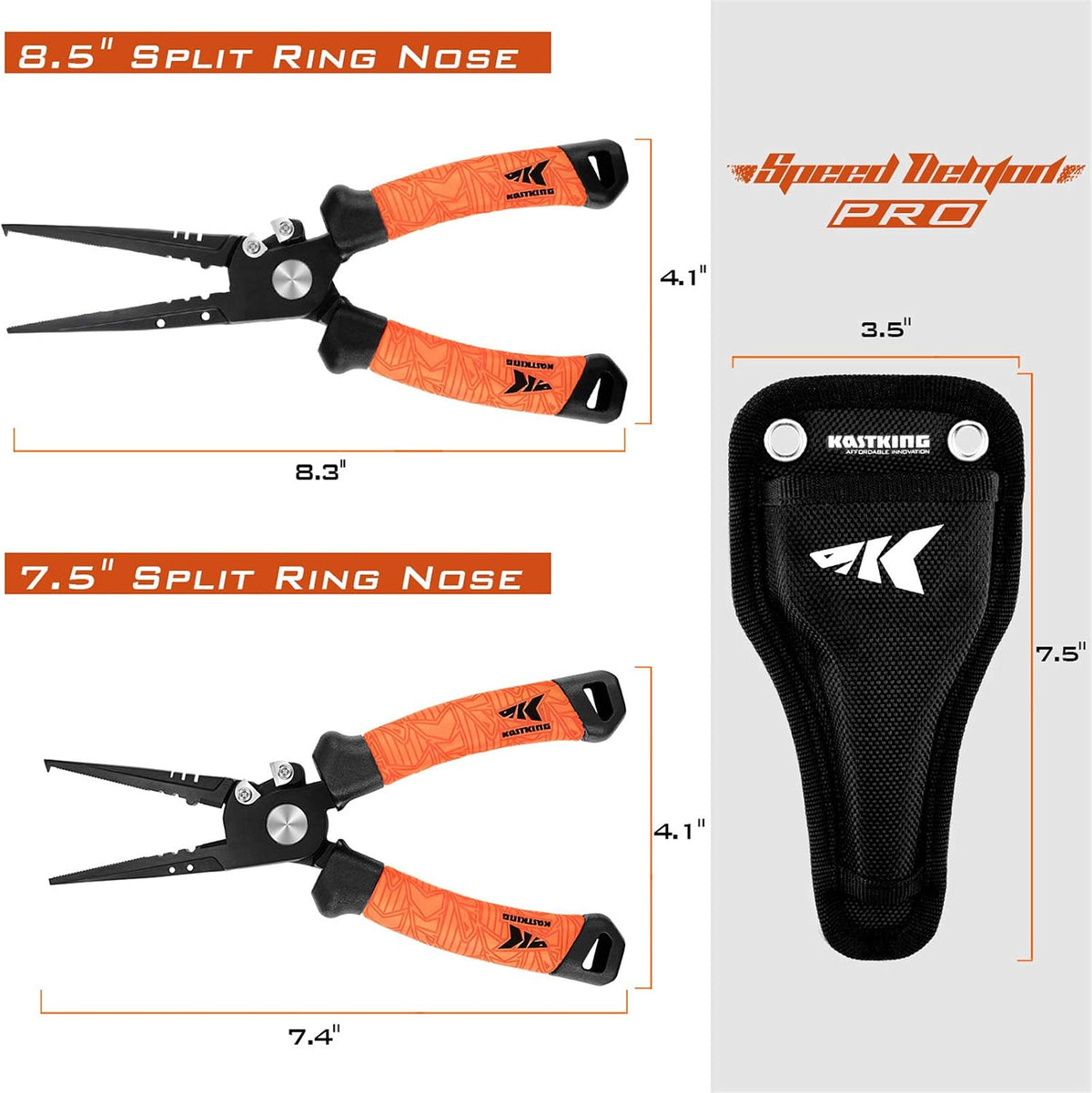 Speed Demon Pro Fishing Pliers,7.5'' Split Ring Nose | 420 Stainless Steel,Fishing Tools,Saltwater Resistant Fishing