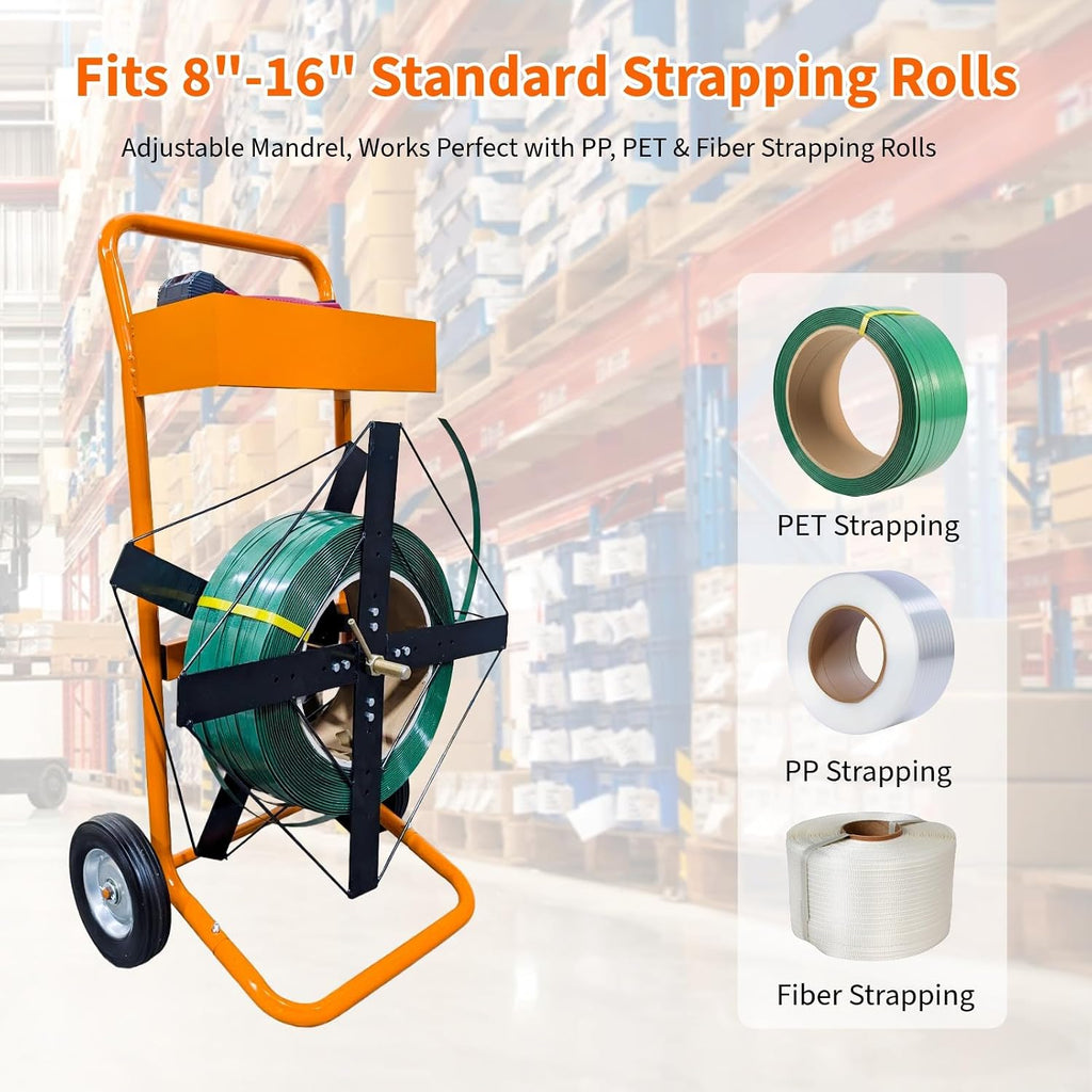 Strapping Cart & Dispenser, Heavy Duty Mobile Banding Cart