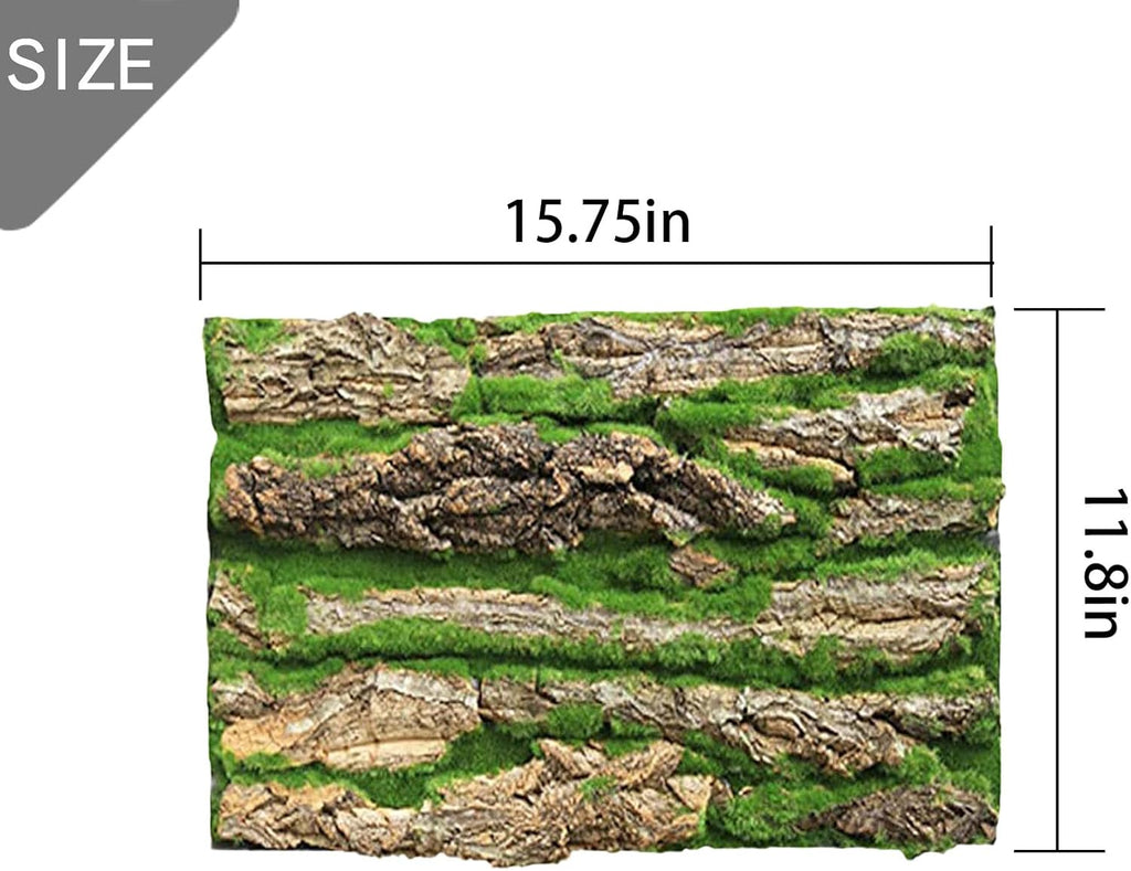 Reptile Terrarium Cork Background, Bearded Dragon Tank Bark Backdrop Wall Decor with Artificial Moss for Gecko Lizard