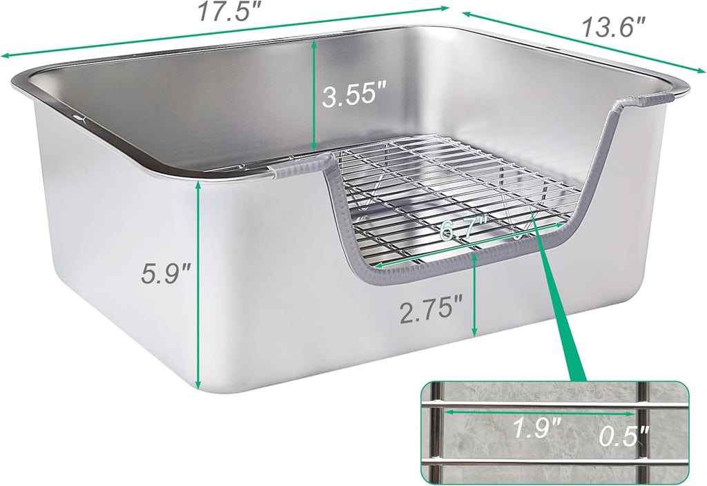 Stainless Steel Rabbit Sifting Litter Box (L)