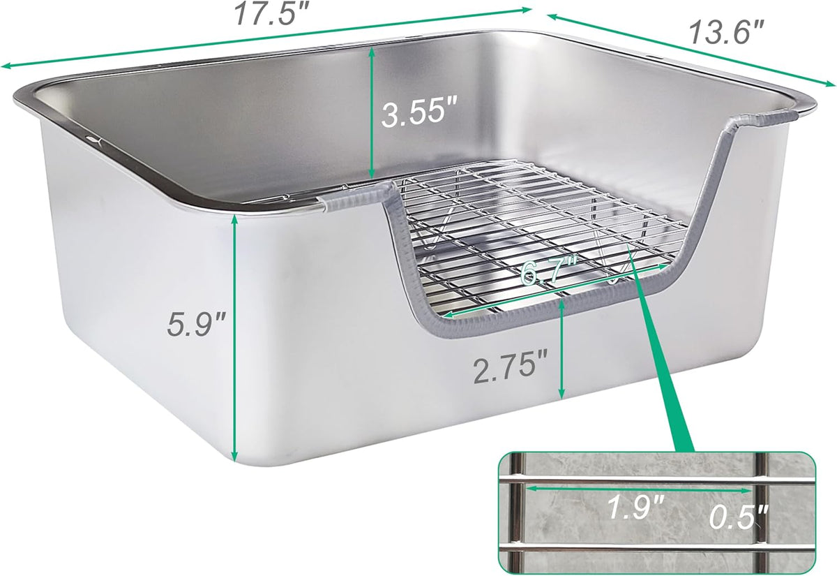 Stainless Steel Rabbit Sifting Litter Box (L)