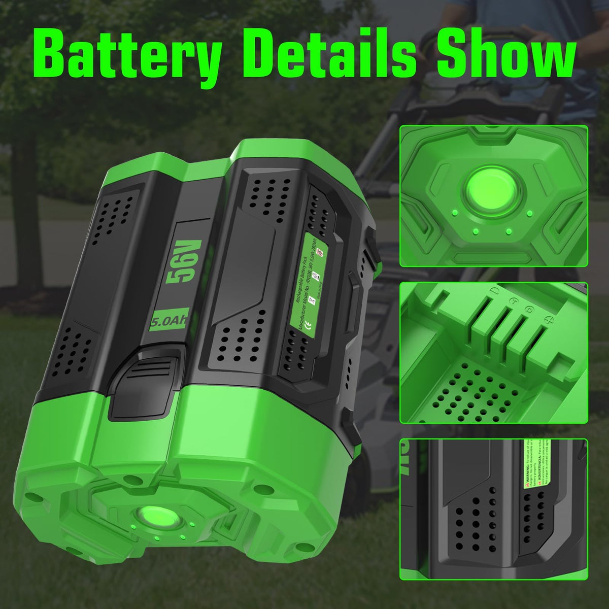 2-Pack Replacement for EGO Battery 5.0Ah Compatible with EGO 56V Battery