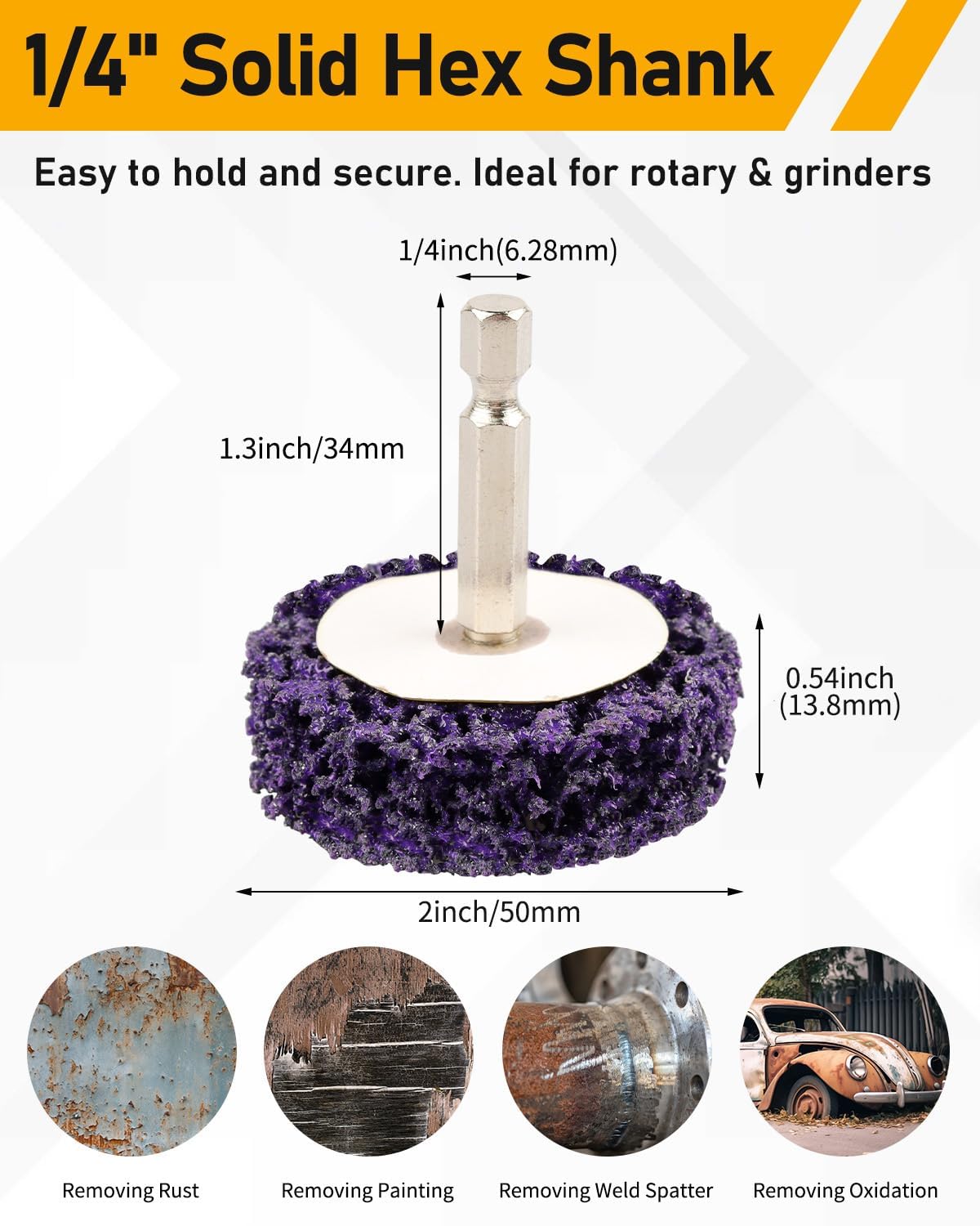 ZORUNNA 2" Quick Change Easy Strip Discs with 1/4" Hex Shank, Paint Stripper Wheel for Removing Paint, Cleans Welds Rust Removal. (5)