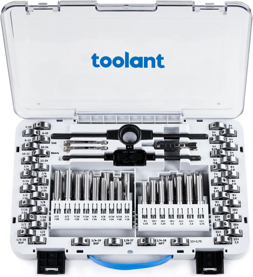 toolant 81-Piece Tap and Die Set, Metric and SAE Thread Repair Kit