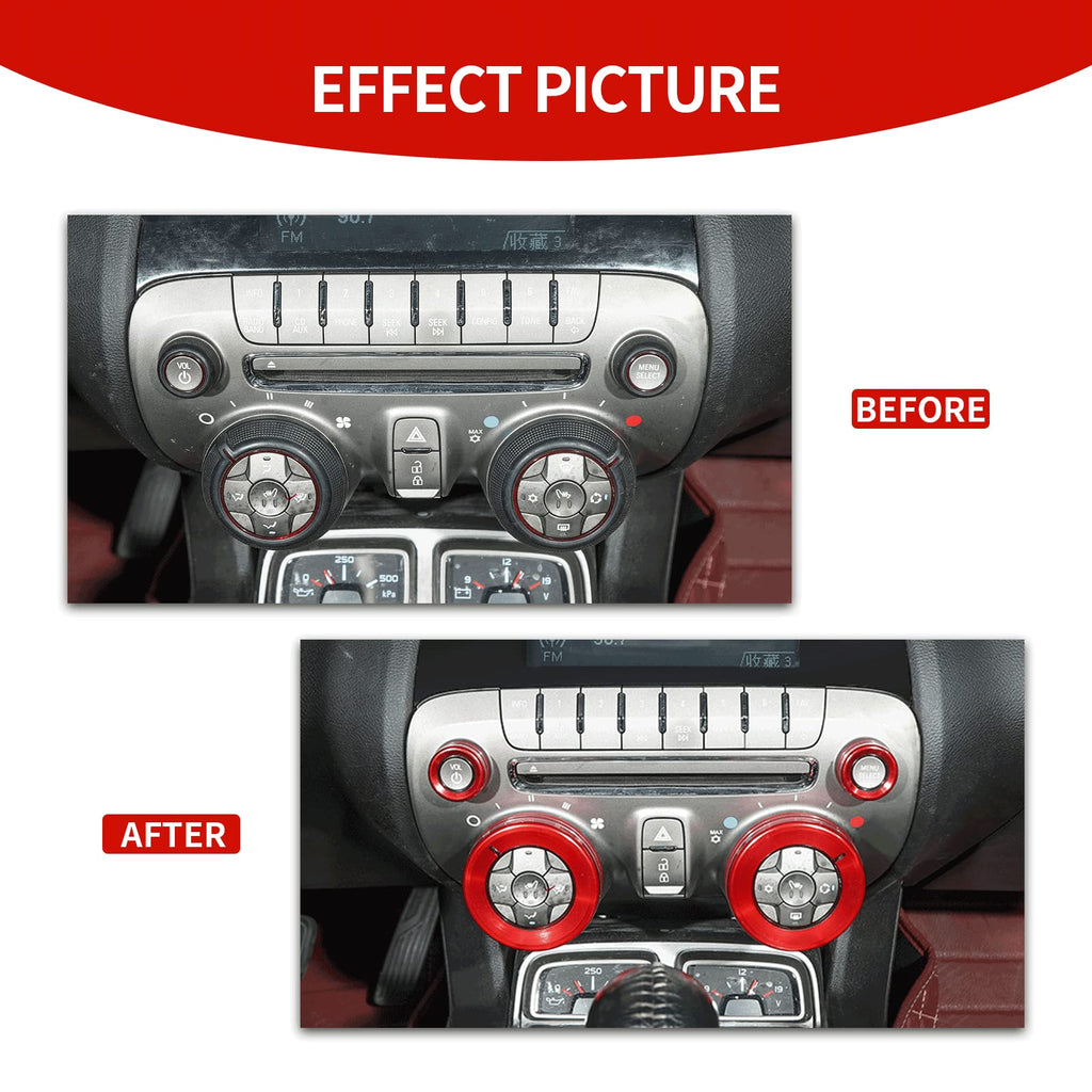 CheroCar Center Console Knobs Cover Headlight Switch Knob Trim for Chevrolet Camaro 2010-2015 (Red)