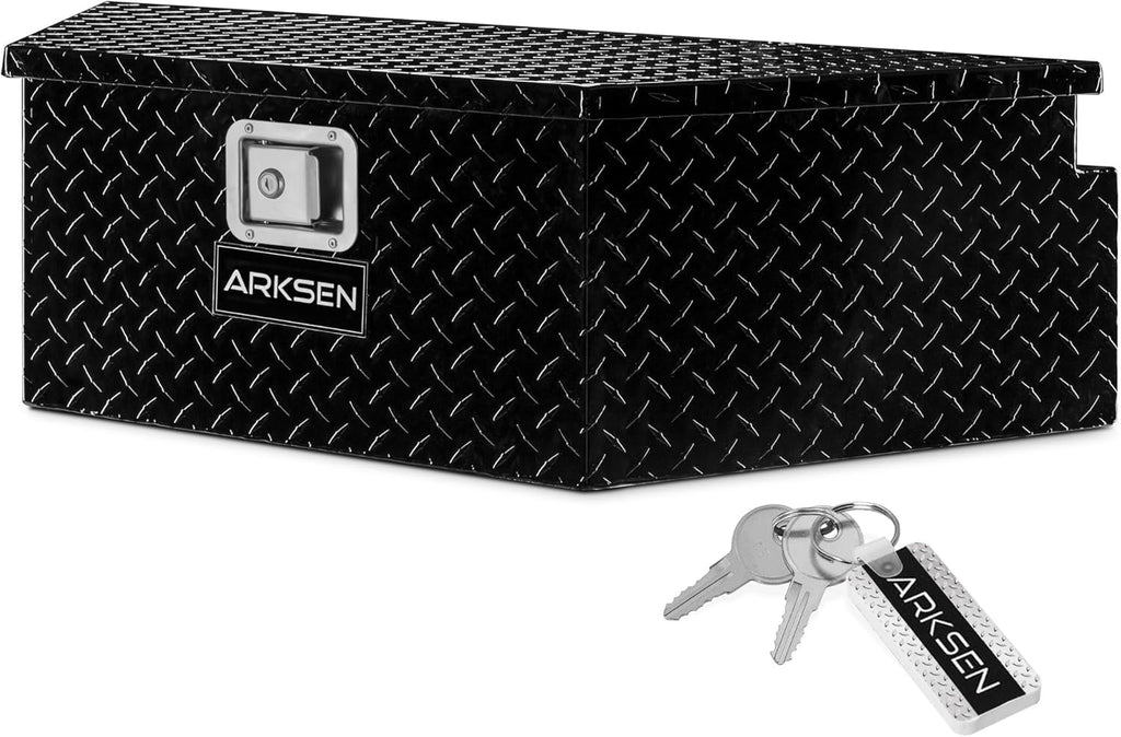 39" Trailer Tongue Box, Heavy Duty Diamond Plate Tool Chest, Black