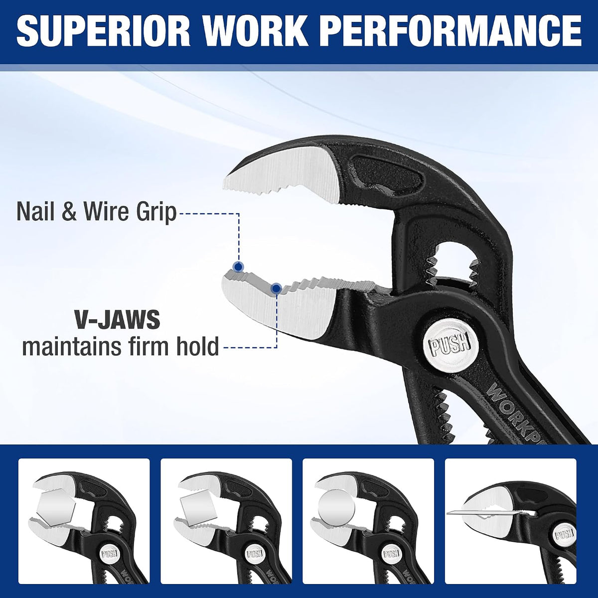 2-Piece 7-Inch Pliers Wrench & Groove Joint Pliers Set, Quick Adjustment, CR-V Steel, Smooth Jaw & V-Jaw, Upgraded