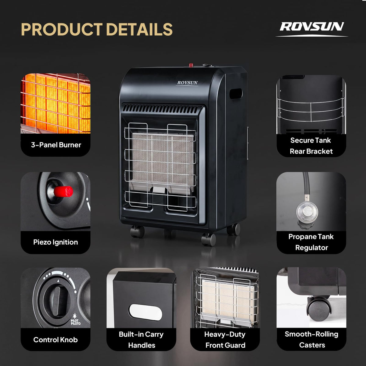 18000 BTU Portable Propane Heater for Indoor & Outdoor Use with ODS