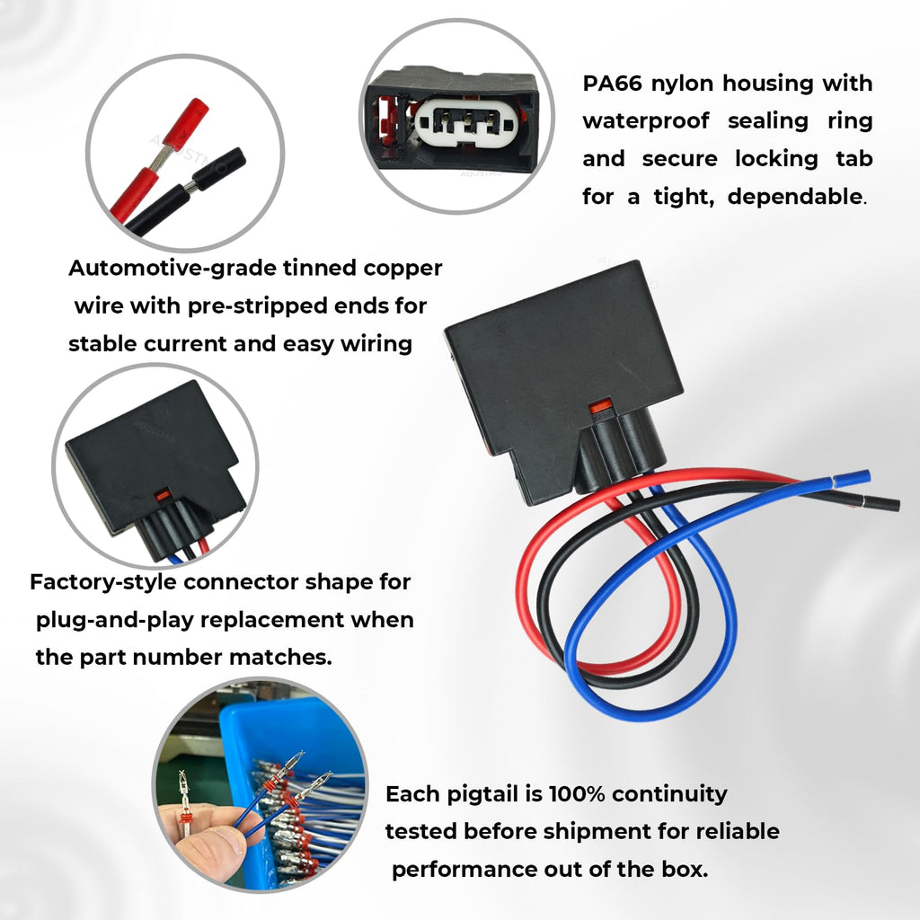 Front Turn Signal/Park Lamp Connector Pigtail, Fits Chrysler Sebring 01-06, Town & Country 01-10, Dodge Stratus 01-06, Caravan/Grand Caravan 01-07, Durango 04-06, Viper 03-06 08-09, Jeep Liberty 2004