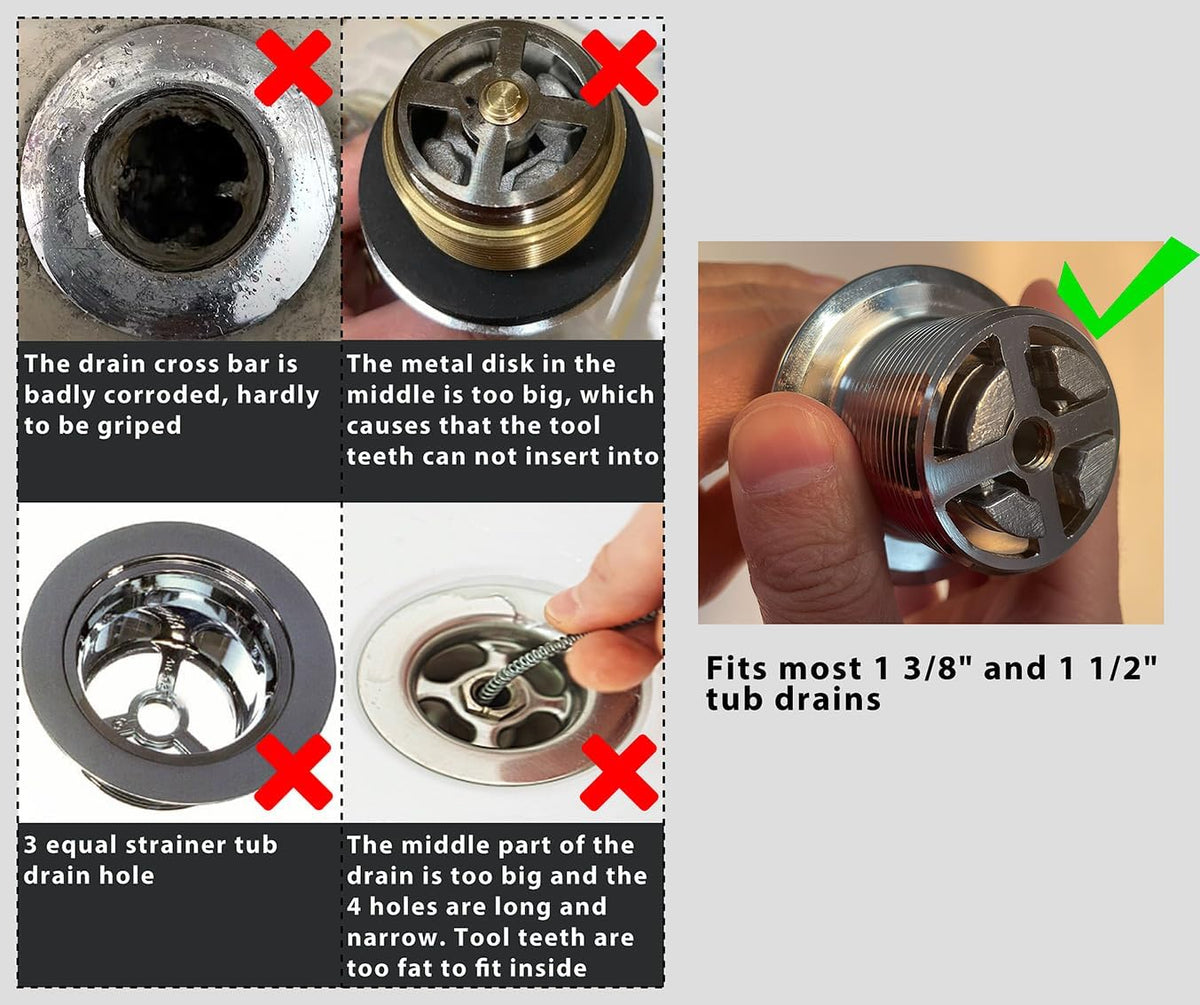 Tub Drain Remover Wrench Removal Tool Dual Ended Dumbell for Bath Drains Heavy Duty Aluminum