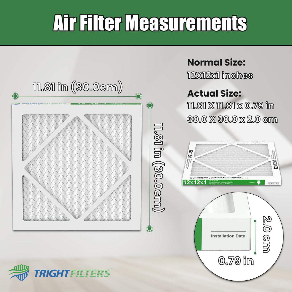 12x12x1 Air Filter 6 Pack, MERV 8 Pleated Home HVAC AC Filter