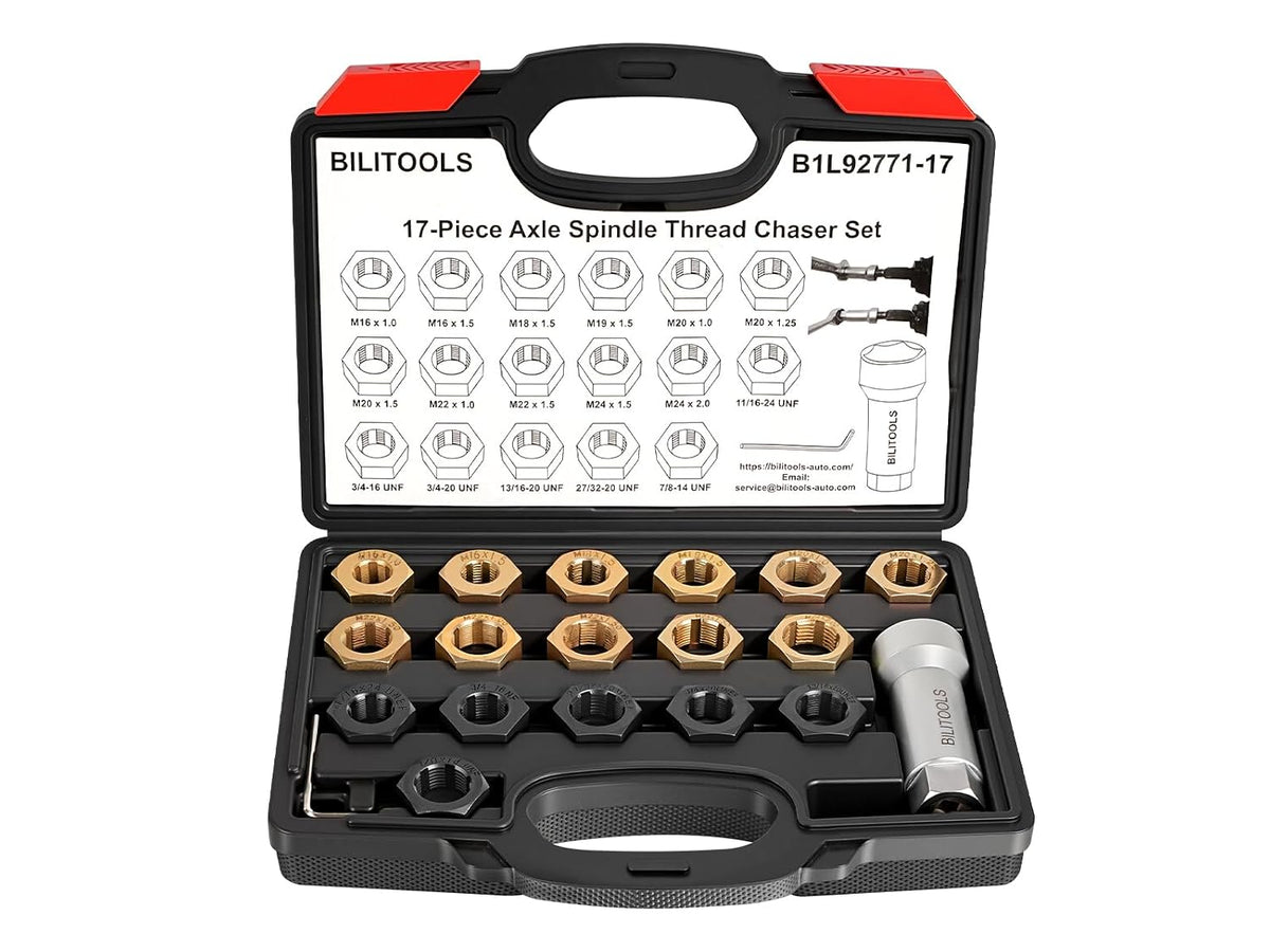 BILITOOLS 17-Piece Axle Nut Spindle Thread Chaser Set