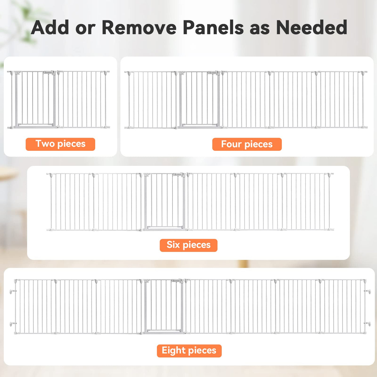 198" x 3" Heavy-Duty Metal Fireplace Hearth & Christmas Tree Safety Fence Gate with Configurable Panels for Indoor Hearth, Stove & Holiday Tree Protection
