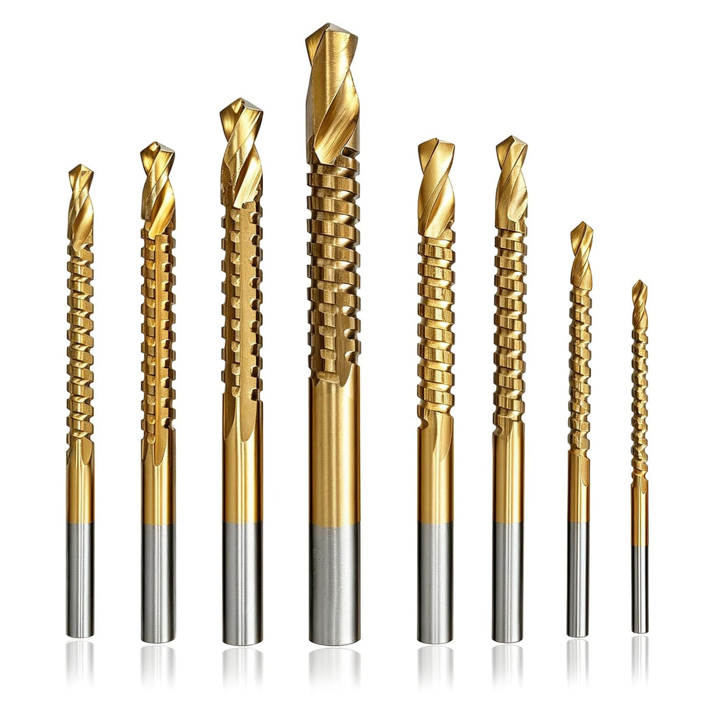 8 Pack HSS Twist Drill Bits, 3-10mm Serrated Side Cutting Drill Bit