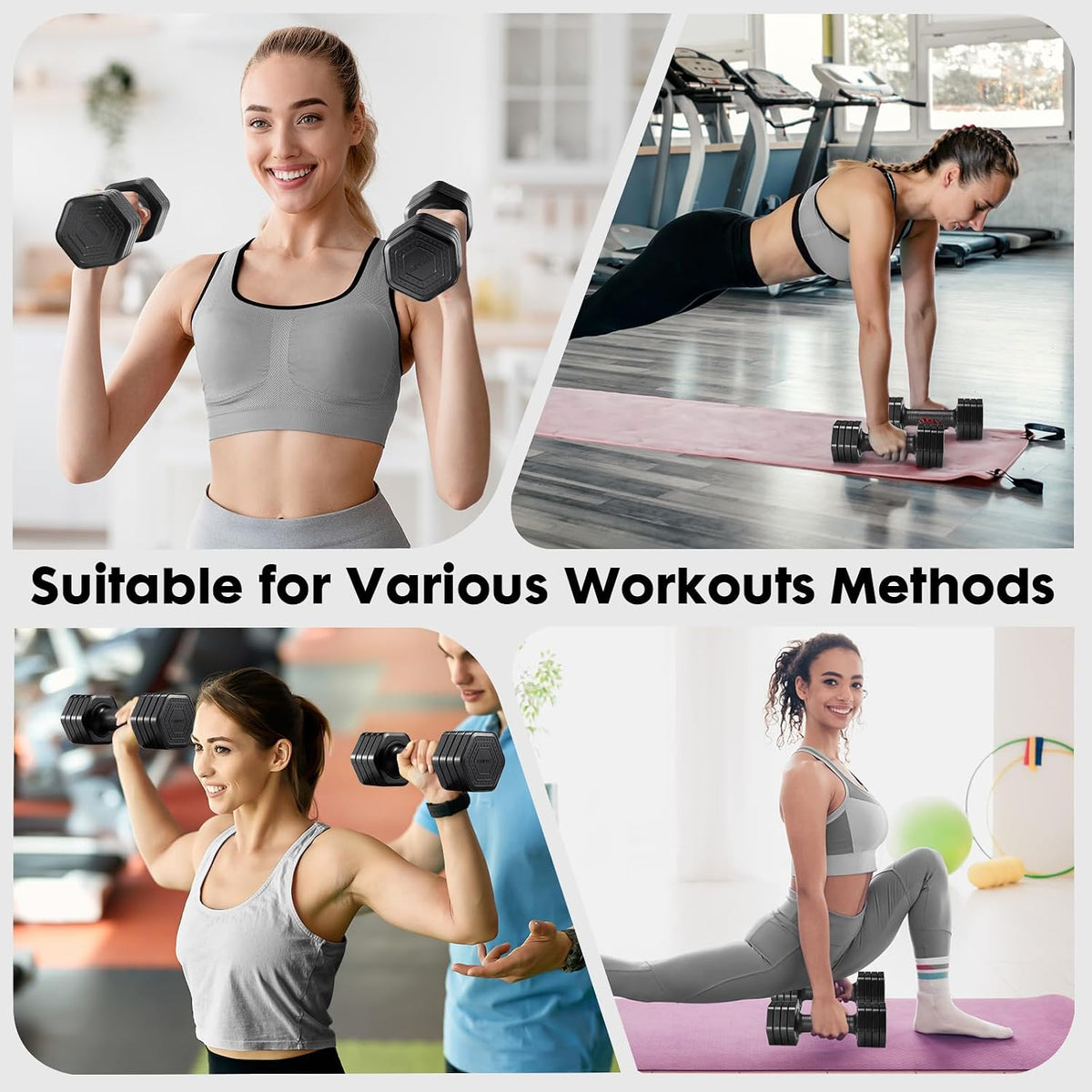 Adjustable Dumbbell Set, 4 in 1 Free Weights Dumbbells Set for Women, Weights for Women at Home, 2lb 3lb 4lb 5lb with