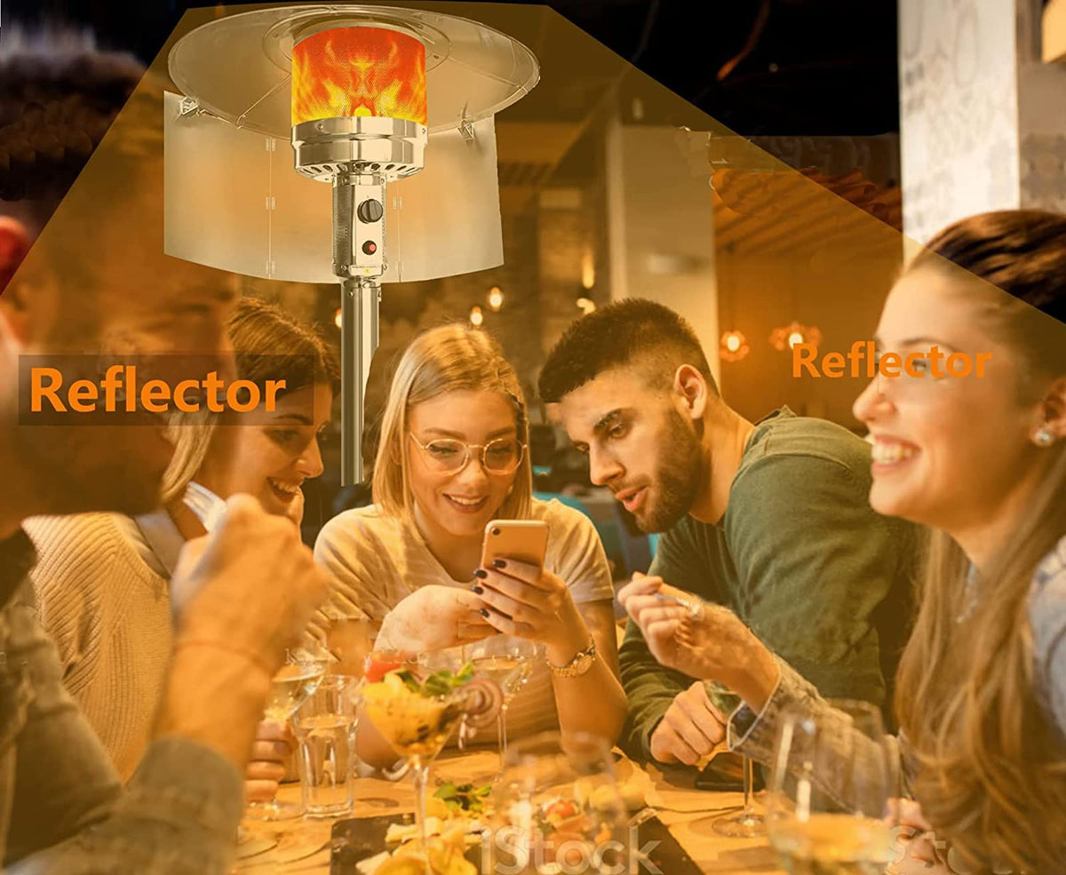 Patio Heater Reflector Shield Heat Focusing Reflector Outdoor Heaters for Patio Propane Heater Propane Heaters Indoor