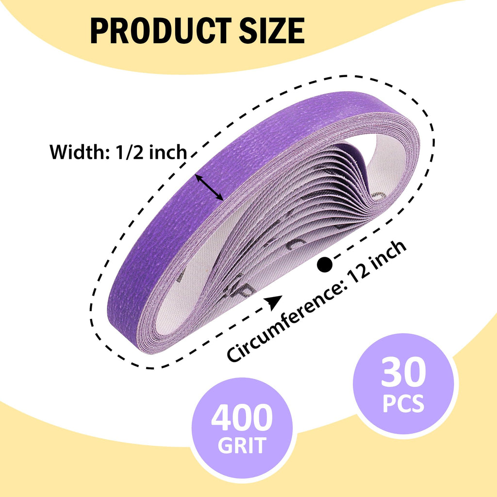 Taokyid 1/2 x 12 Inch Replacement Belts for Work Sharp 400 Grit, 30 Pcs