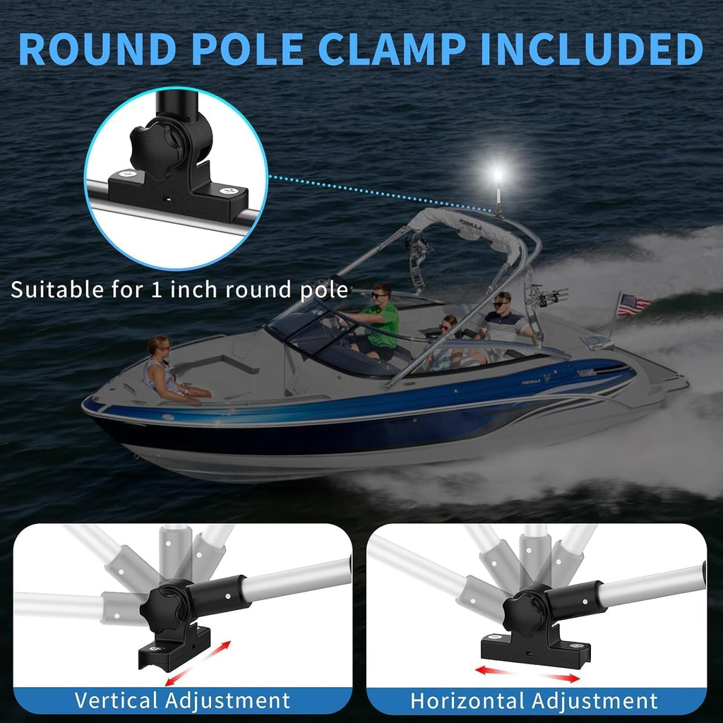 Obcursco Boat Stern Light, Bimini Top LED Anchor Light, Boat Accessories