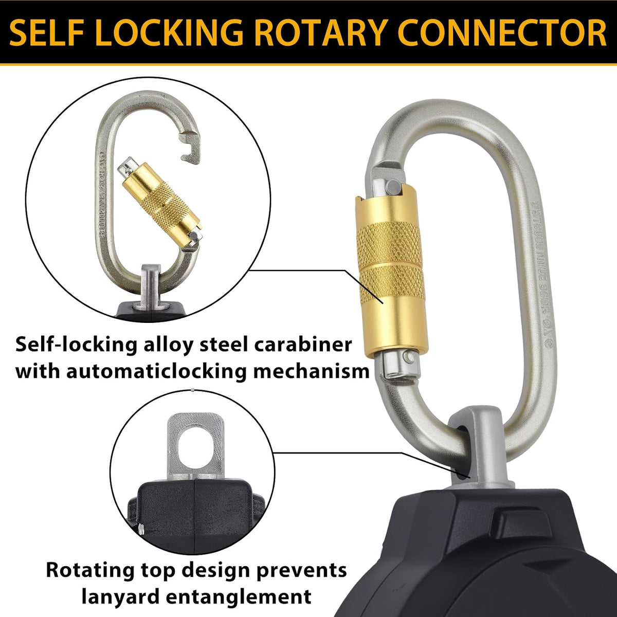 Fall Protection Safety Lanyard - 11FT Self Retracting Fall Arrest Lifeline Roofing Construction Gear OSHA/ANSI Compliant