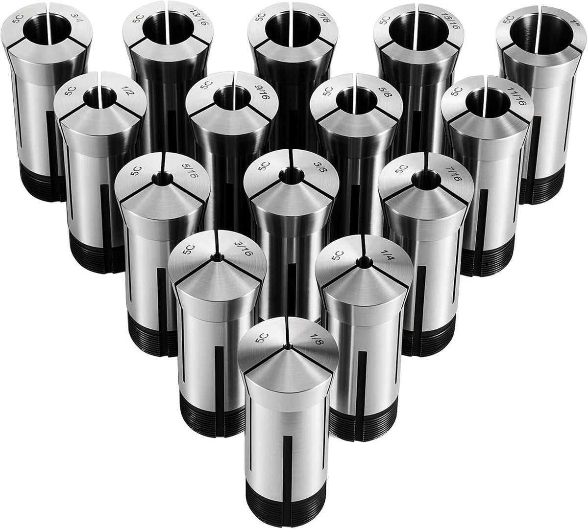 VEVOR 5C Collet Set 1/8"-1" 15 Piece Precision 5C Round Collet Chuck Set