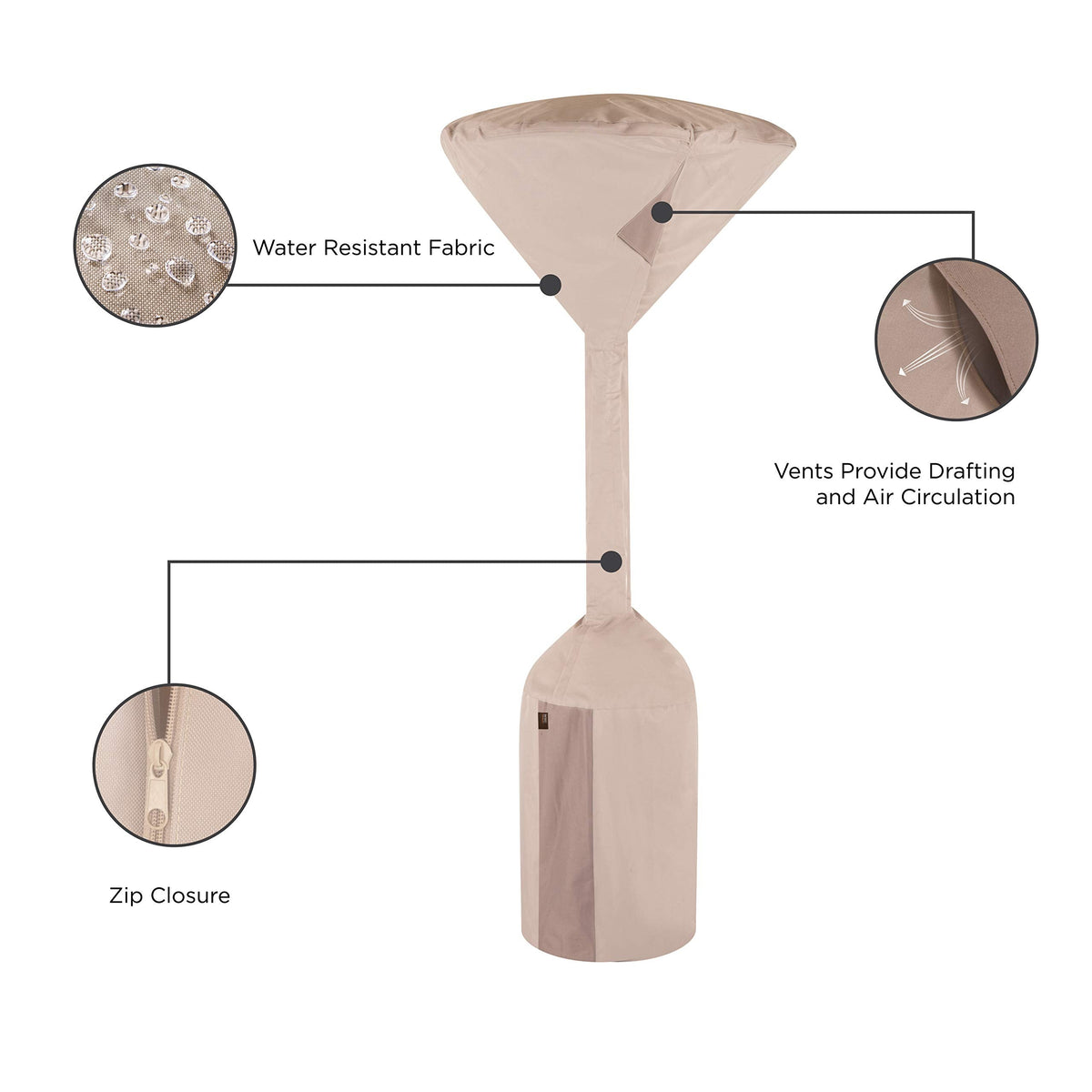 Monterey Stand-Up Patio Heater Cover - Weather-Resistant Fabric - Heavy-Duty Outdoor Furniture Protection - 32" D