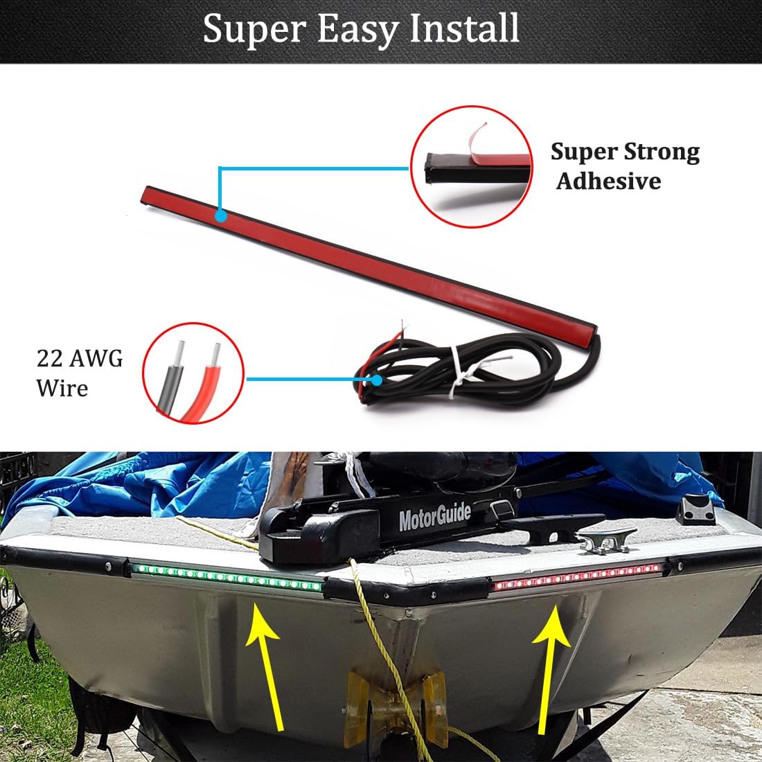 Navigation Lights For Boats Led, Boat Red and Green Bow Lights, Boat Night Fishing Lights, Deck Lights, IP67 Waterproof for Pontoon Boat Bas Boat Dinghy Kayak Jon Boat Yacht