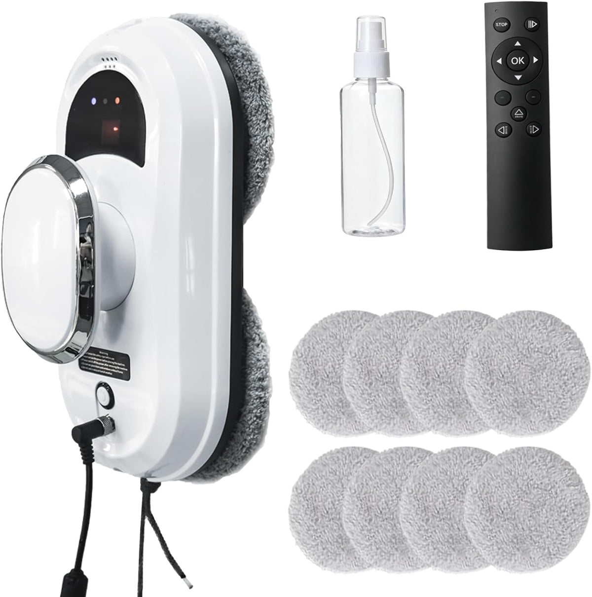 Window Cleaning Robot, Automatic, 5600Pa, 3 Cleaning Modes, Remote Control, 2 Pre-Installed 8 Replacement Cloths