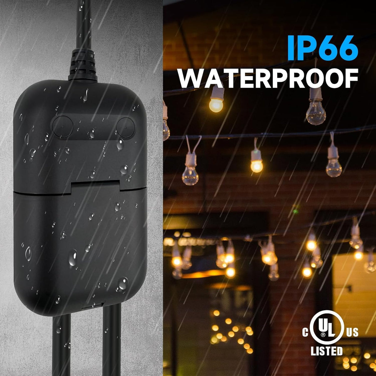 Outdoor Smart Plug, Waterproof IP66 WiFi Plug with 2 Individually Sockets, Compatible with Alexa & Google Assistant