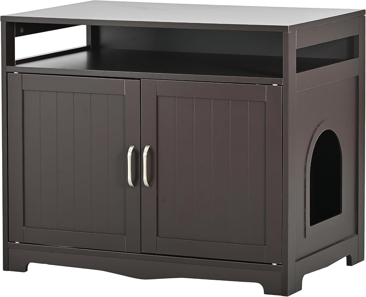 Cat Litter Box Enclosure, Large Wooden, Espresso