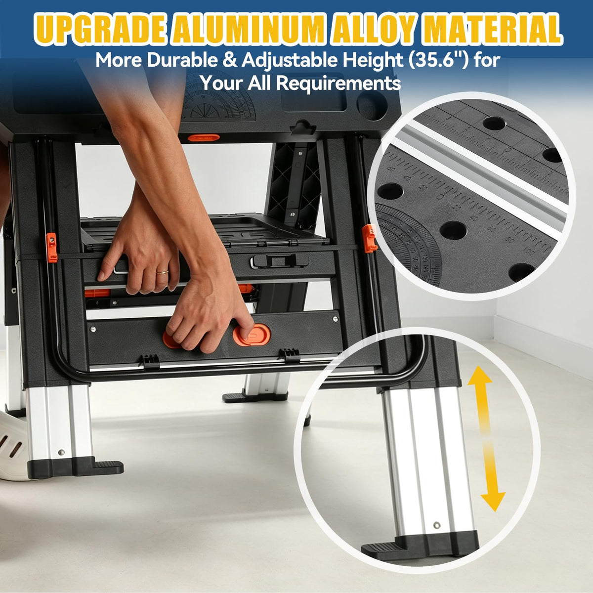 Portable Folding Workbench, Work Table & Sawhorse 2-in-1, 800 LBS Load