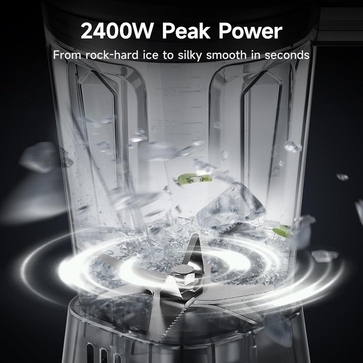 2400W Peak Countertop Blender for Kitchen, 64oz Pitcher & 24oz Travel Cup | AI Smart One-Touch & Stepless Speed, 4
