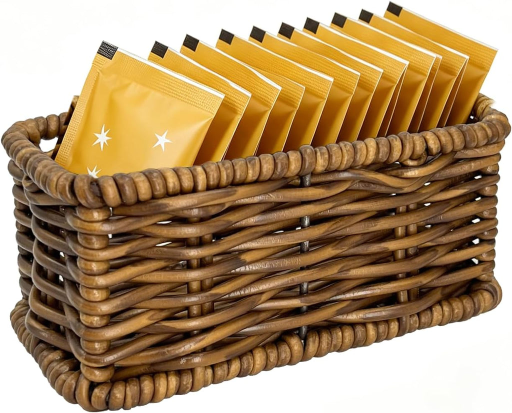 Sugar Packet Holder 4.9in Rattan-Style for Coffee Bar