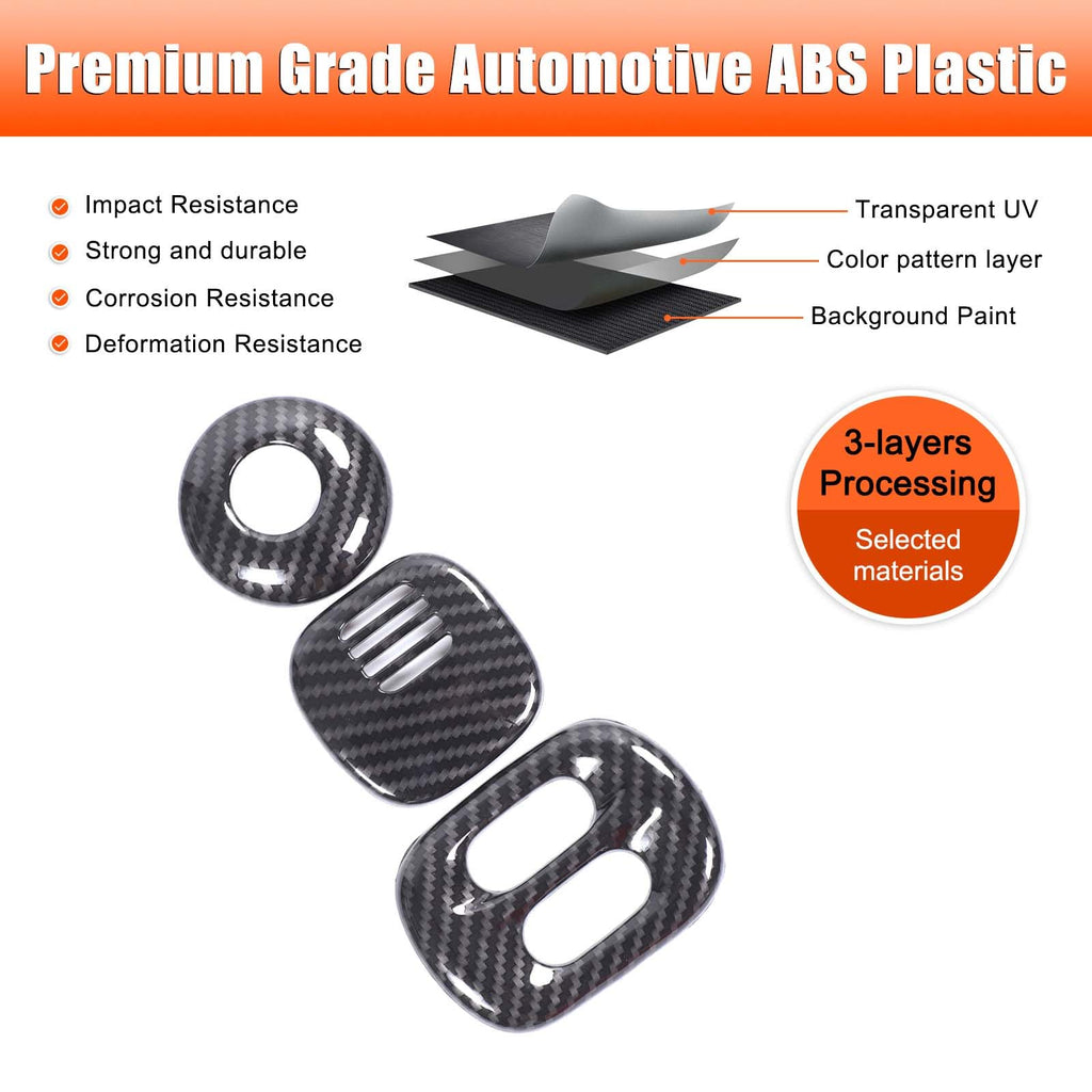 for Corvette C5 Dashboard Headlight Front Fog Button Start Keyhole Cover Trim Compatible with 1997-2004 Corvette C5 Accessories ABS Center Console Button Decorative Frame 3PCS (Carbon Fiber Style)